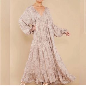 Aura Tan Boho Maxi Dress Large Red Dress